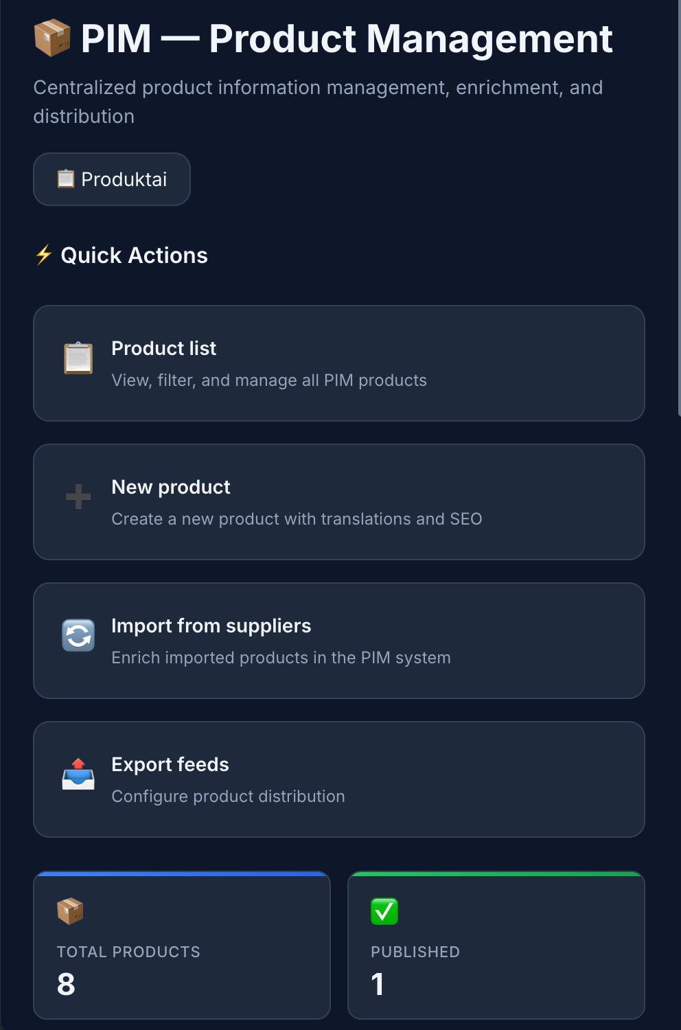 Sync2Sys Products Catalog